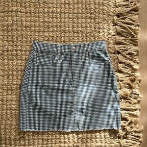 Madewell Blue and White Mini Pencil Skirt for Casual Work